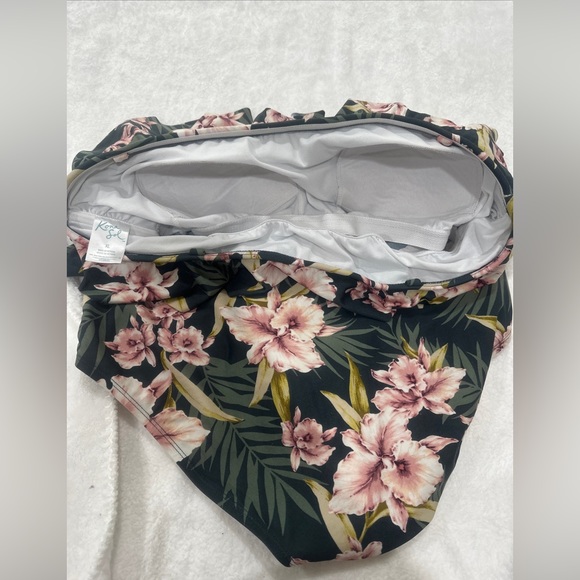 Kona Sol Women's ruffle Bandeau  - Floral Print botanical size XL XLarge - Picture 6 of 9